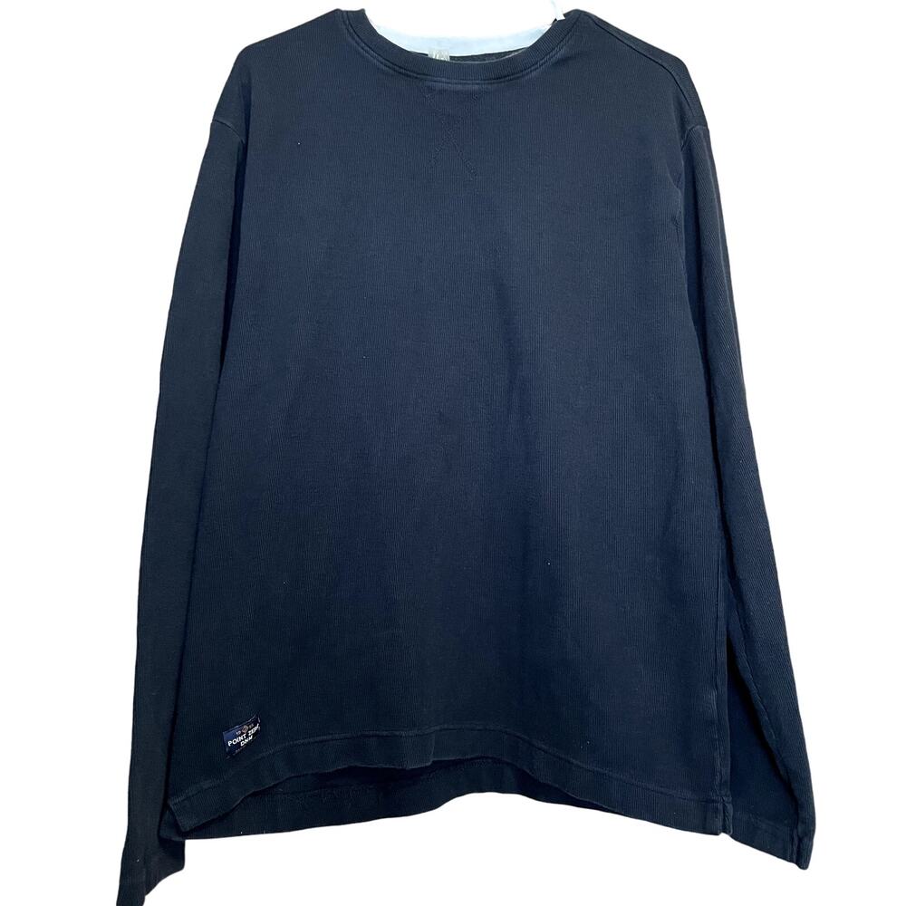 Point Zero Y2K Long Sleeve Pullover T-Shirt Size XL‎ Black Crew Neck 100% Cotton